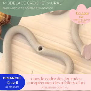 Atelier céramique JEMA - Modelage crochet mural le 12/04